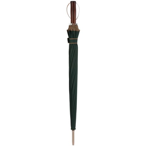 Zielony parasol Peterson z dużą czaszą i drewnianą rączką, w eleganckim pudełku – Stylowy Wieszak