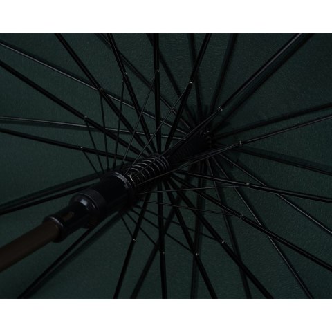 Zielony parasol Peterson z dużą czaszą i drewnianą rączką, w eleganckim pudełku – Stylowy Wieszak