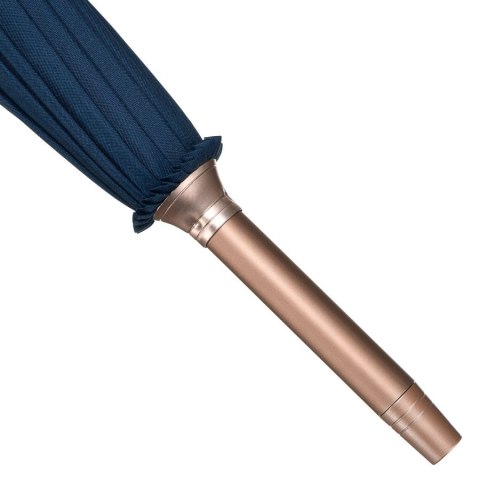 Granatowy parasol Peterson z dużą czaszą, drewnianą rączką i eleganckim opakowaniem – Stylowy Wieszak