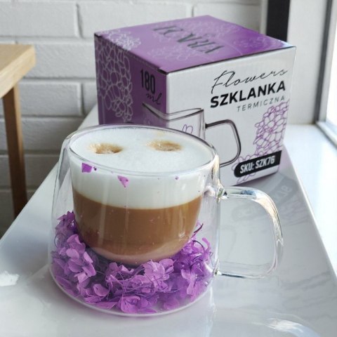 Szklanka termiczna z fioletową hortensją 180 ml Stylowy Wieszak