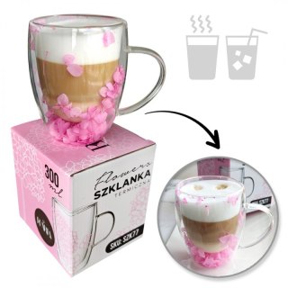 Szklanka Termiczna z Różową Hortensją 300 ml – Stylowy Wieszak