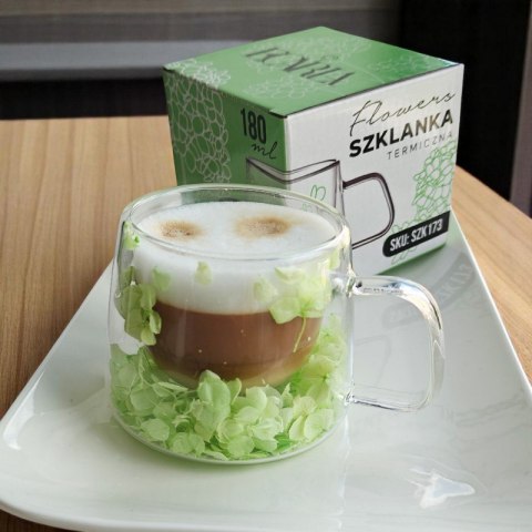Szklanka termiczna z zieloną hortensją 180 ml Stylowy Wieszak Szklanka termiczna z zieloną hortensją 180 ml Stylowy Wieszak