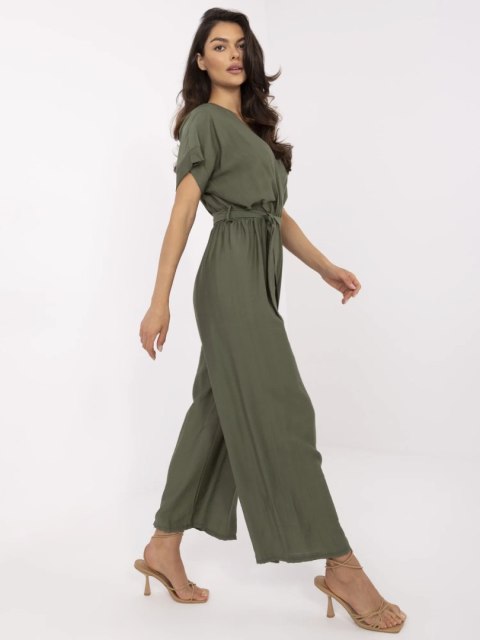 Khaki damski kombinezon z kopertowym dekoltem ITALY MODA Khaki damski kombinezon z kopertowym dekoltem ITALY MODA