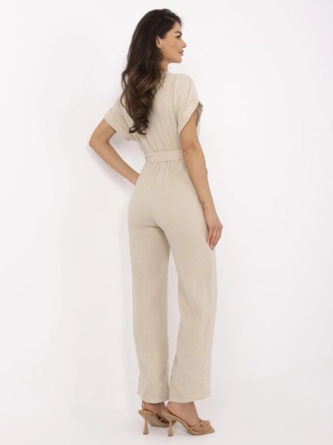Stylowy kombinezon na lato ITALY MODA – beżowy Stylowy kombinezon na lato ITALY MODA – beżowy