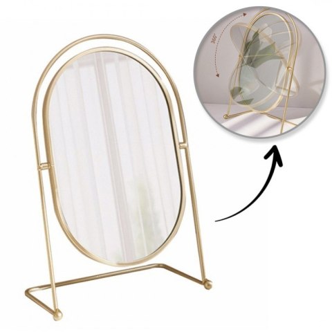 Lusterko kosmetyczne stojące złote XL jednostronne wysokość 27cm L21 Lusterko kosmetyczne stojące złote XL jednostronne wysokość 27cm L21