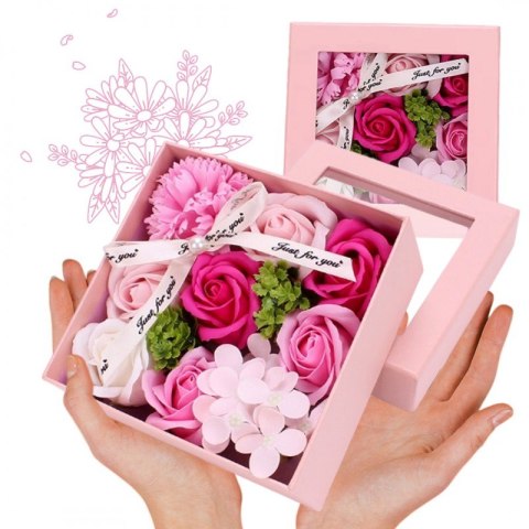 Bukiet zapachowych kwiatów mydlanych w ozdobnym pudełku, flower box BUK02R Bukiet zapachowych kwiatów mydlanych w ozdobnym pudełku, flower box BUK02R