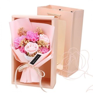 Bukiet zapachowych kwiatów mydlanych w pudełku 6 szt. flower box BUK09R
