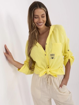 Żółta koszula muślinowa z kapturem – ITALY MODA – 100% bawełna