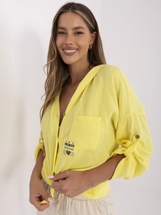 Żółta koszula muślinowa z kapturem – ITALY MODA – 100% bawełna