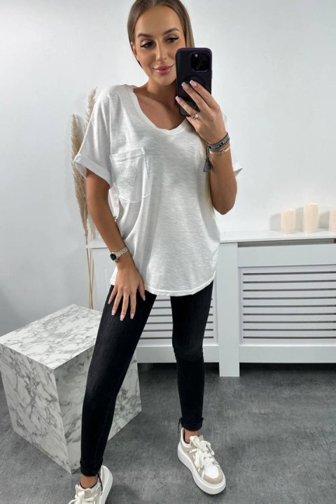 Bluzka bawełniana z kieszonką biała Bluzka bawełniana z kieszonką biała