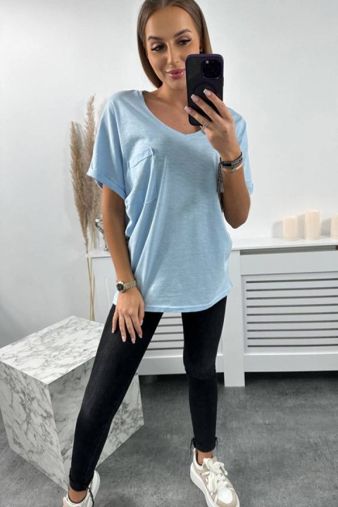 Bluzka bawełniana z kieszonką niebieska Bluzka bawełniana z kieszonką niebieska