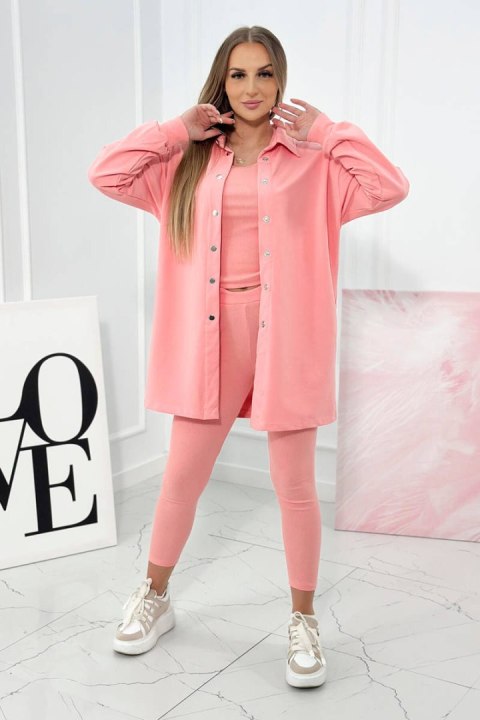Komplet damski sportowy bluza, top i legginsy morelowy Komplet damski sportowy bluza, top i legginsy morelowy