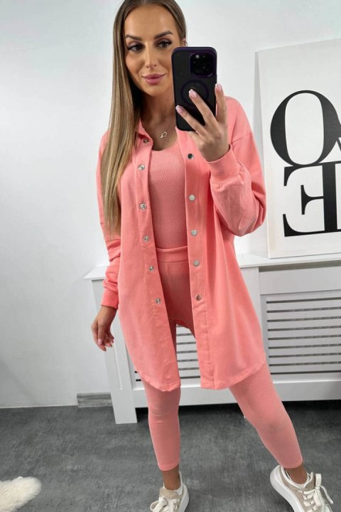 Komplet damski sportowy bluza, top i legginsy morelowy Komplet damski sportowy bluza, top i legginsy morelowy