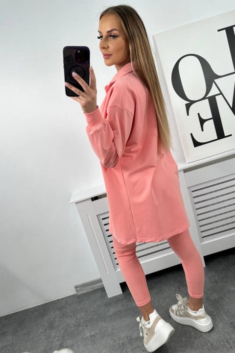 Komplet damski sportowy bluza, top i legginsy morelowy Komplet damski sportowy bluza, top i legginsy morelowy