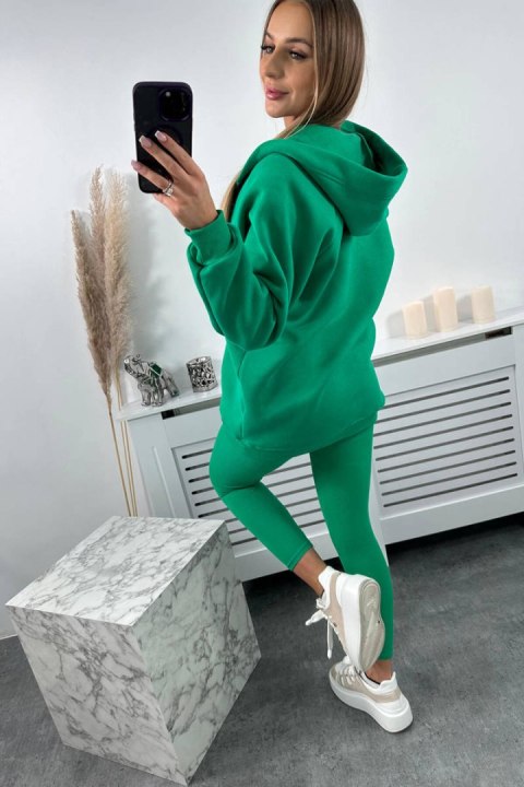 Komplet 3 w 1 bluza, top i legginsy zielony