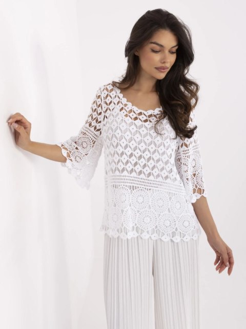 Biała ażurowa bluzka boho 2w1 z rękawem 3/4 – Stylowy Wieszak Biała ażurowa bluzka boho 2w1 z rękawem 3/4 – Stylowy Wieszak