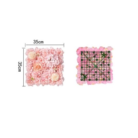 Panel kwiatowy jasnoróżowy 35x35 cm z jedwabnymi sztucznymi kwiatami na ścianę Panel kwiatowy jasnoróżowy 35x35 cm z jedwabnymi sztucznymi kwiatami na ścianę