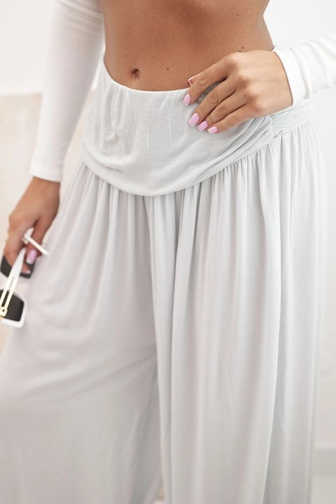 Stylowe spodnie damskie z naturalnej tkaniny, kolor szary – casual Stylowe spodnie damskie z naturalnej tkaniny, kolor szary – casual