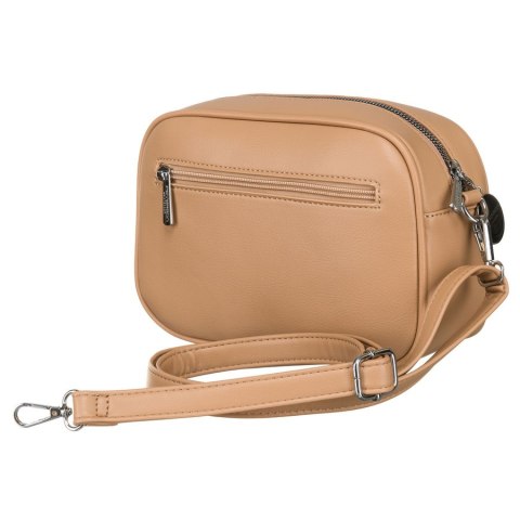Miejska, beżowa listonoszka damska ze skóry ekologicznej w komplecie dwa paski na ramię crossbody Peterson
