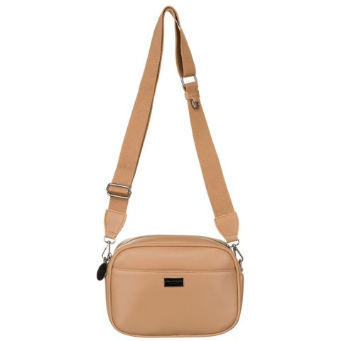 Miejska, beżowa listonoszka damska ze skóry ekologicznej w komplecie dwa paski na ramię crossbody Peterson