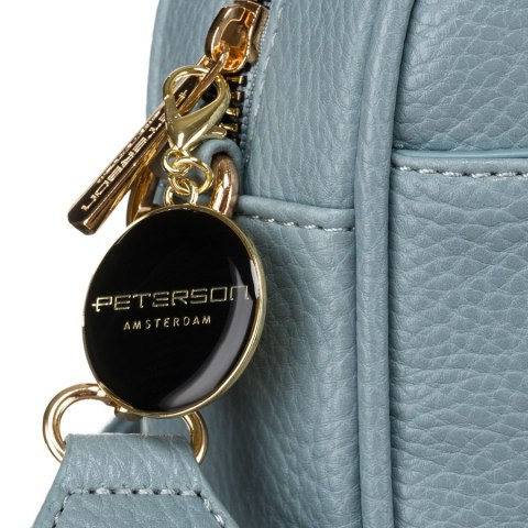 Niebieska listonoszka damska crossbody z wąskim i szerokim paskiem na ramię eko skóra Peterson