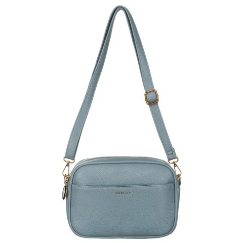 Niebieska listonoszka damska crossbody z wąskim i szerokim paskiem na ramię eko skóra Peterson