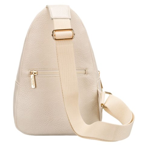 Beżowa saszetka damska z szerokim materiałowym paskiem crossbody plecak na jedno ramię eko skóra Peterson