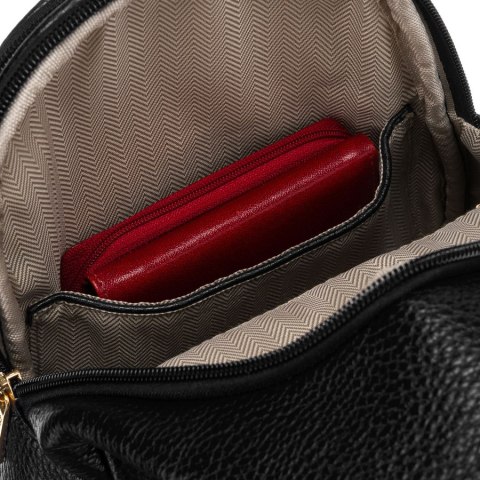 Czarna saszetka damska crossbody plecaczek na jedno ramię eko skóra Peterson