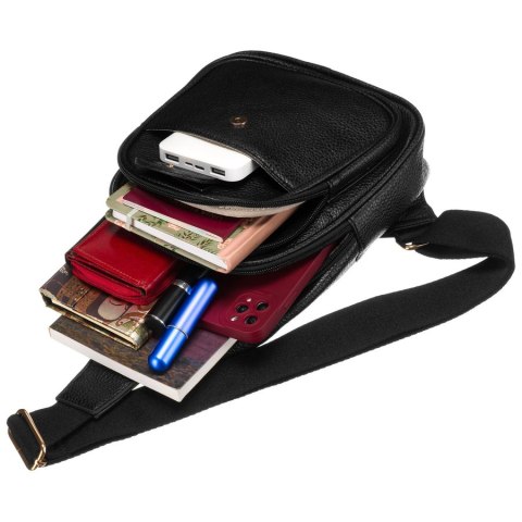 Czarna saszetka damska crossbody plecaczek na jedno ramię eko skóra Peterson