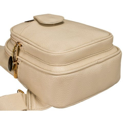 Modna i funkcjonalna beżowa saszetka damska crossbody z eko skóry Peterson