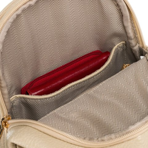 Modna i funkcjonalna beżowa saszetka damska crossbody z eko skóry Peterson