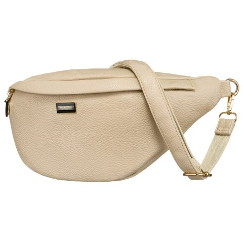 Beżowa nerka damska ze skóry ekologicznej saszetka na biodra lub na ramię crossbody Peterson