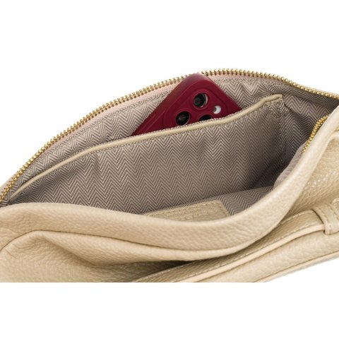 Beżowa nerka damska ze skóry ekologicznej saszetka na biodra lub na ramię crossbody Peterson