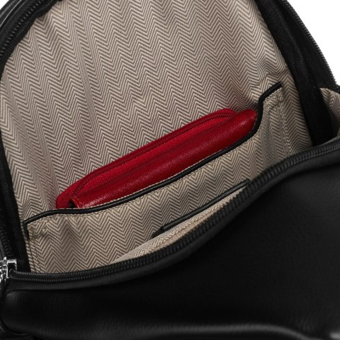 Czarna funkcjonalna saszetka damska z szerokim regulowanym paskiem nerka crossbody eko skóra Peterson
