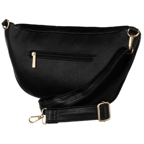 Duża czarna saszetka damska z eko skóry nerka na biodra lub na ramię crossbody Peterson