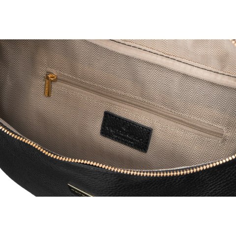 Duża czarna saszetka damska z eko skóry nerka na biodra lub na ramię crossbody Peterson