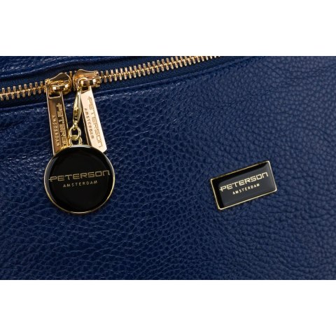 Duża granatowa nerka damska biodrówka saszetka ze skóry ekologicznej crossbody Peterson
