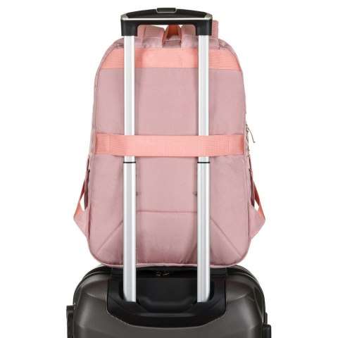 Różowy, miejski i pojemny plecak z nylonu z przegrodą na laptopa - Peterson