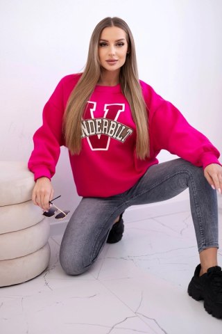 Bluza damska oversize z napisem Vanderbilt fuksja