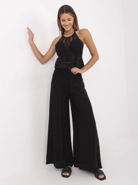 Letnie czarne spodnie damskie Italy Moda z wiskozą Letnie czarne spodnie damskie Italy Moda z wiskozą