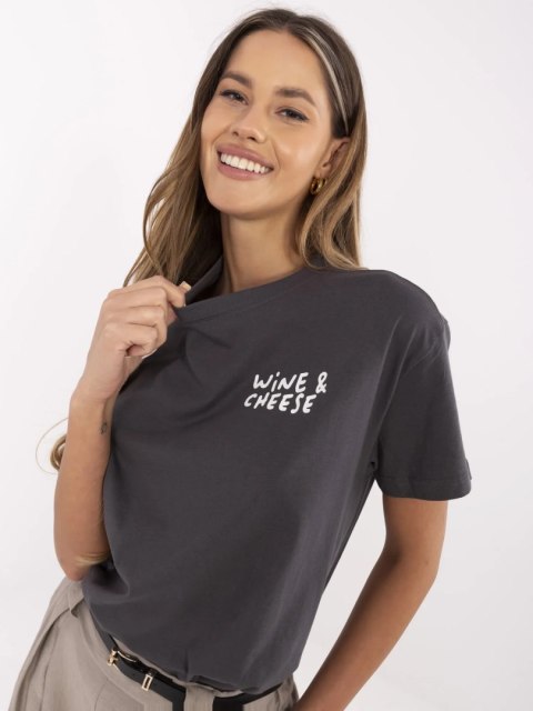 T-shirt D12022M02738A grafitowy M T-shirt D12022M02738A grafitowy M