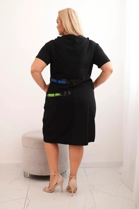 Sukienka damska bawełniana Plus Size z kolorowym printem czarna