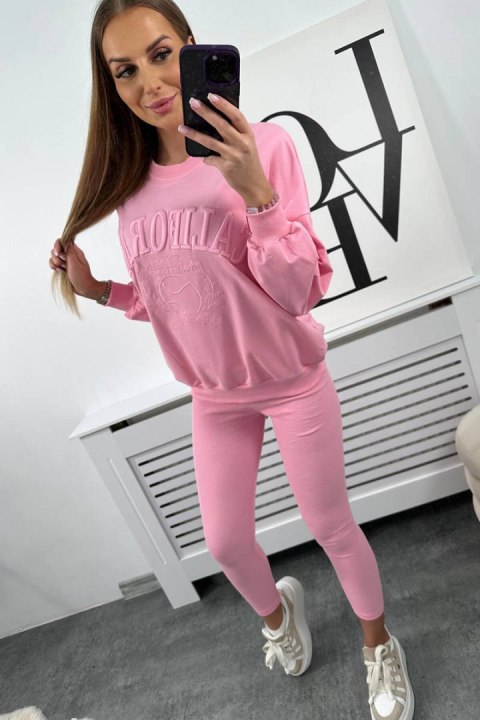 Komplet bawełniany California jasny różowy bluza i legginsy
