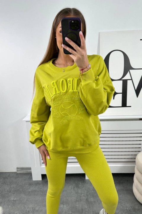 Komplet bawełniany California pistacjowy legginsy i bluza