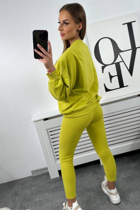 Komplet bawełniany California pistacjowy legginsy i bluza