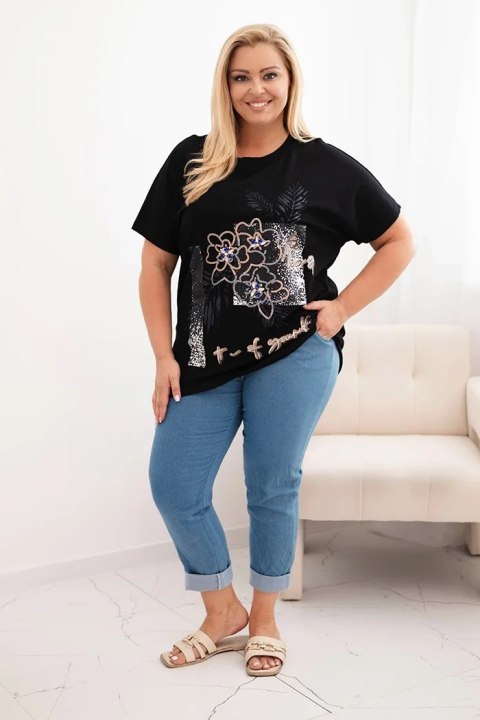 Modna bluzka Plus Size z kwiatowym motywem i wygodnym krojem