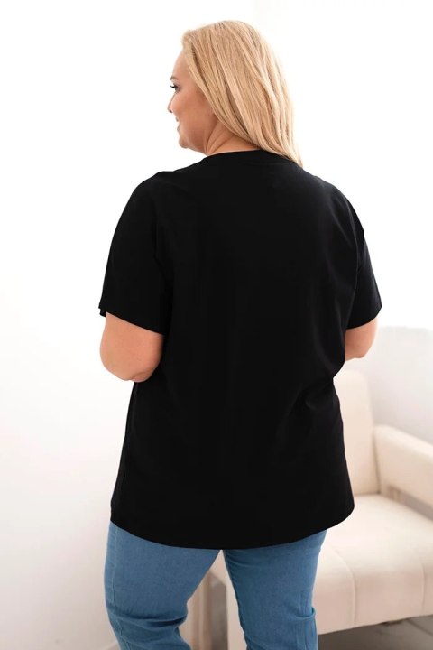 Bluzka casualowa Plus Size z dekoltem okrągłym i nadrukiem kwiatowym Bluzka casualowa Plus Size z dekoltem okrągłym i nadrukiem kwiatowym