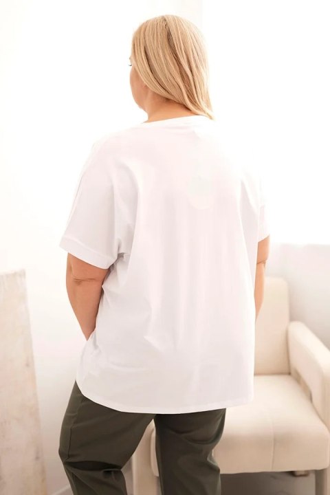 Oversize’owa bluzka biała ze złotymi akcentami i krótkim rękawem Oversize’owa bluzka biała ze złotymi akcentami i krótkim rękawem