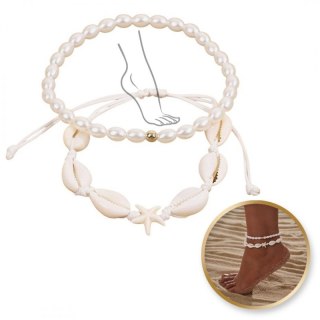 Bransoletka na Kostkę 2w1 z Muszelkami i Perełkami – Styl Boho