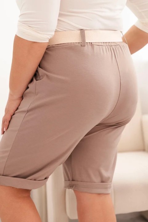 Spodenki damskie bawełniane Plus Size z paskiem fango Spodenki damskie bawełniane Plus Size z paskiem fango